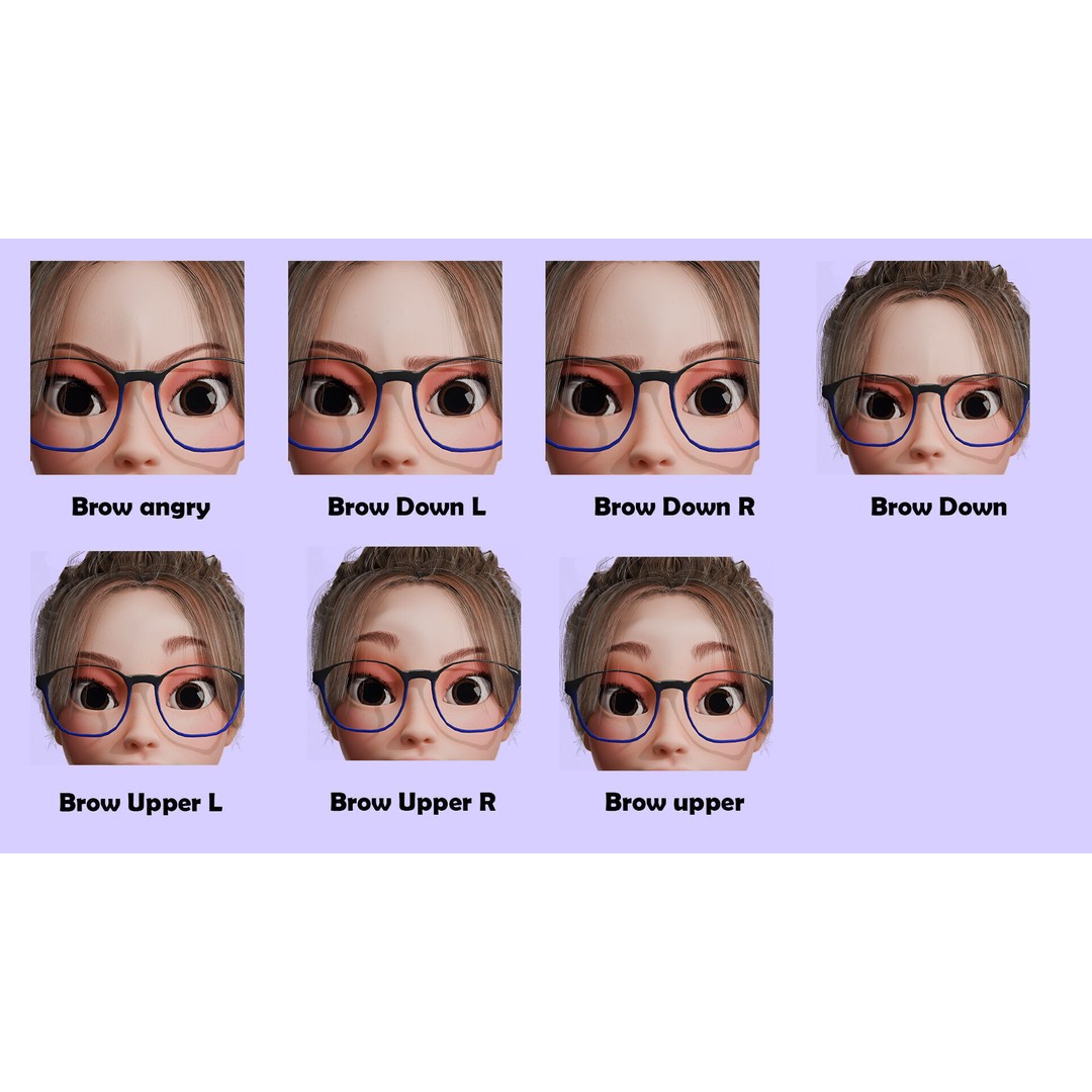 Cartoon Teen Girl 3D Model – Rigged Low Poly Character for Animation - View 3