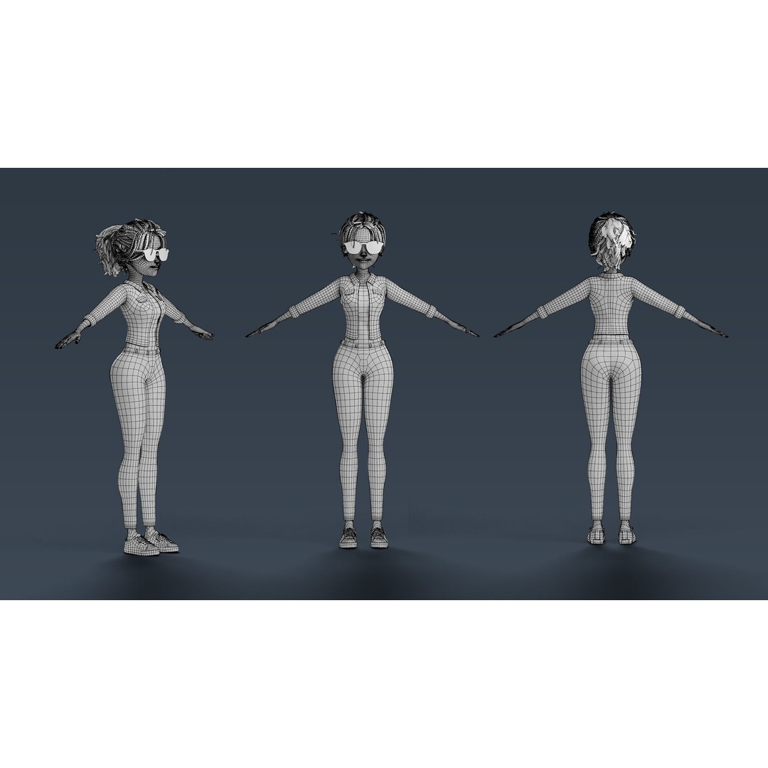 Cartoon Teen Girl 3D Model – Rigged Low Poly Character for Animation - View 42