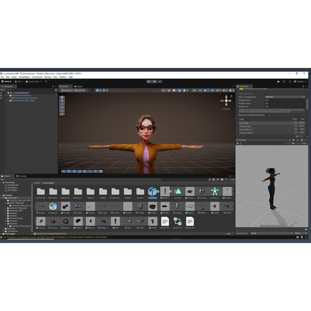 Cartoon Teen Girl 3D Model – Rigged Low Poly Character for Animation - View 47