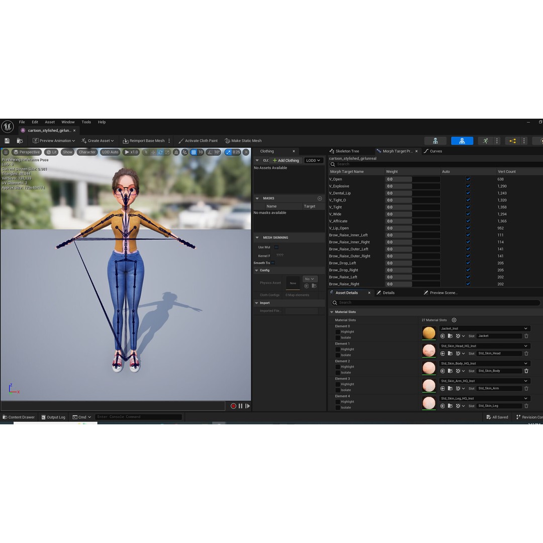Cartoon Teen Girl 3D Model – Rigged Low Poly Character for Animation - View 48
