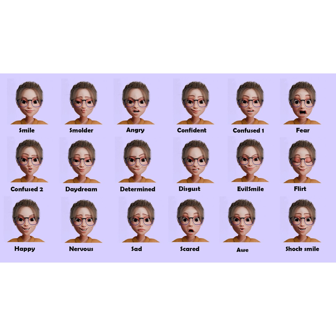 Cartoon Teen Girl 3D Model – Rigged Low Poly Character for Animation - View 5