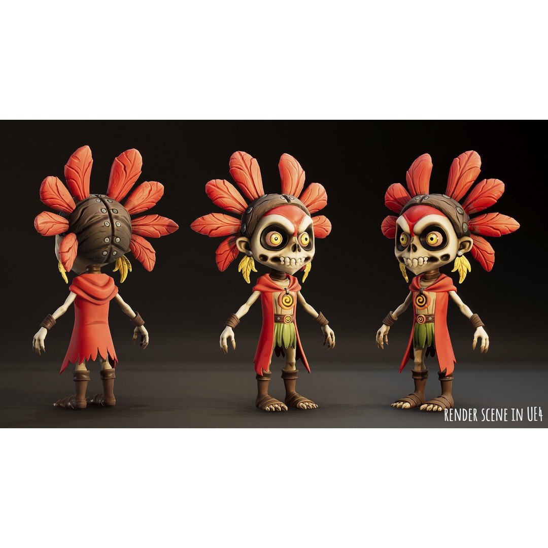 Stylized Forest Spirit 3D Model – Low Poly Game Asset, FBX - View 13