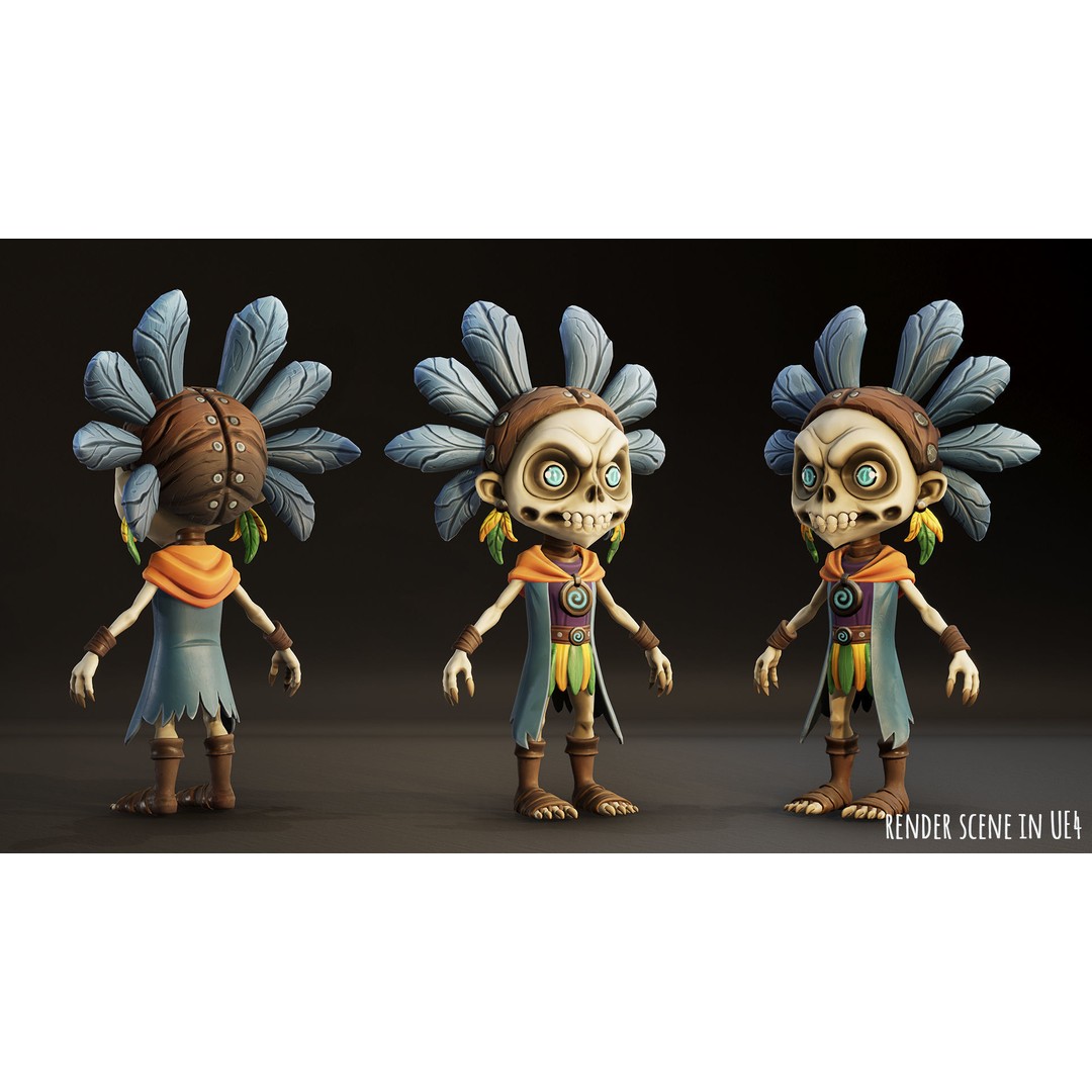 Stylized Forest Spirit 3D Model – Low Poly Game Asset, FBX - View 14