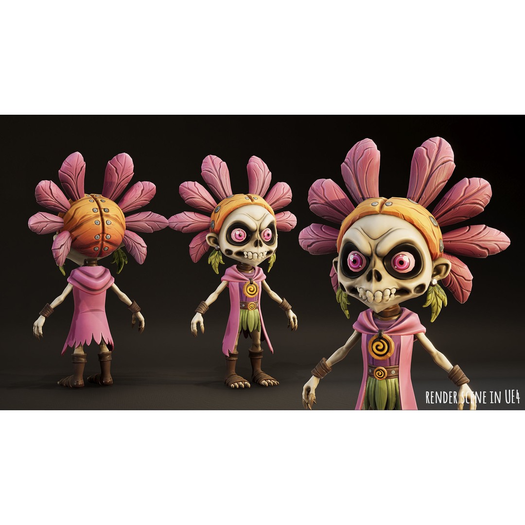 Stylized Forest Spirit 3D Model – Low Poly Game Asset, FBX - View 6