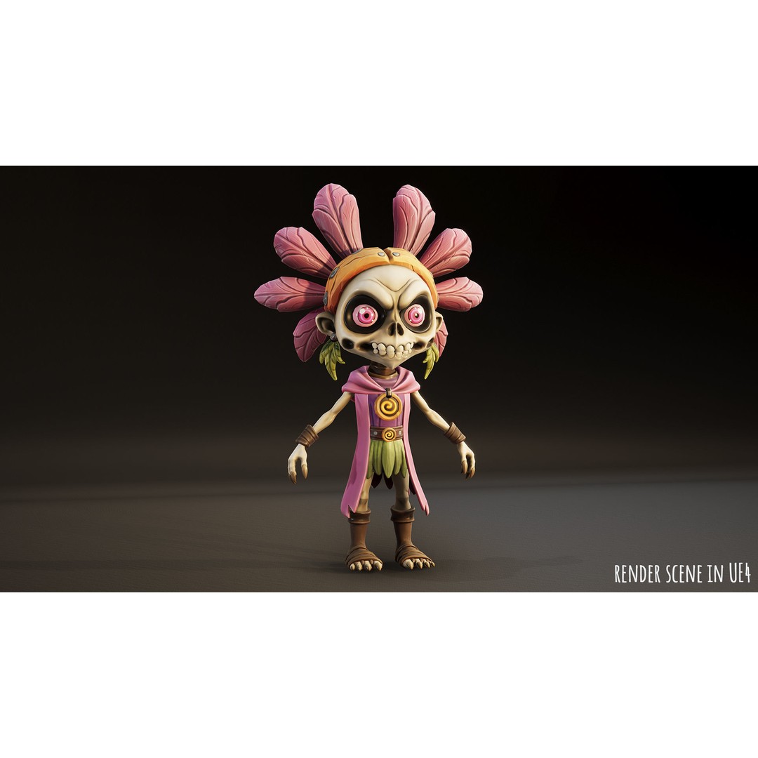 Stylized Forest Spirit 3D Model – Low Poly Game Asset, FBX - View 9