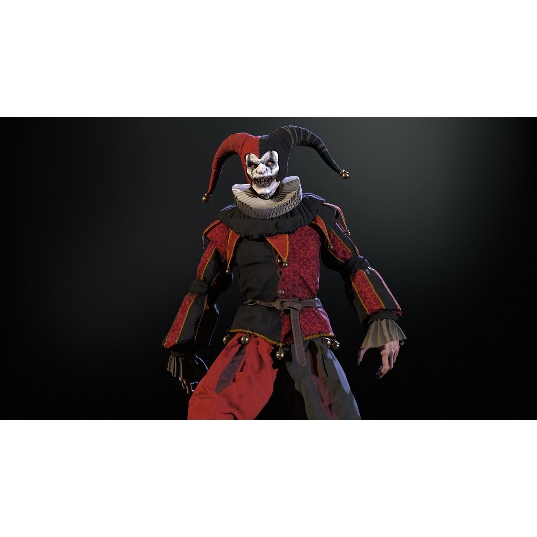 Clown Jester 3D Model – Low Poly Game Asset, Rigged with Animations - View 14