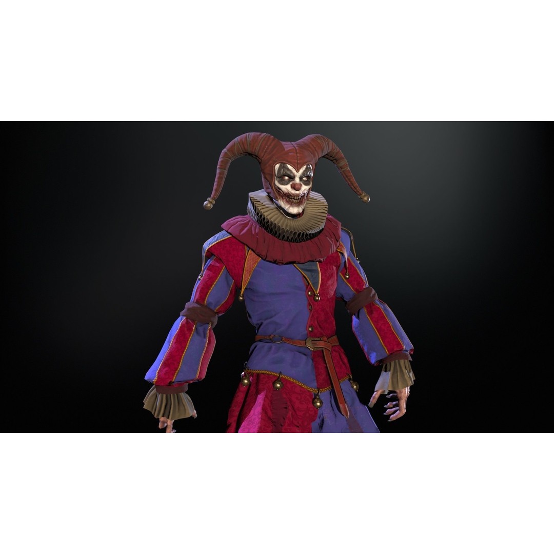 Clown Jester 3D Model – Low Poly Game Asset, Rigged with Animations - View 15