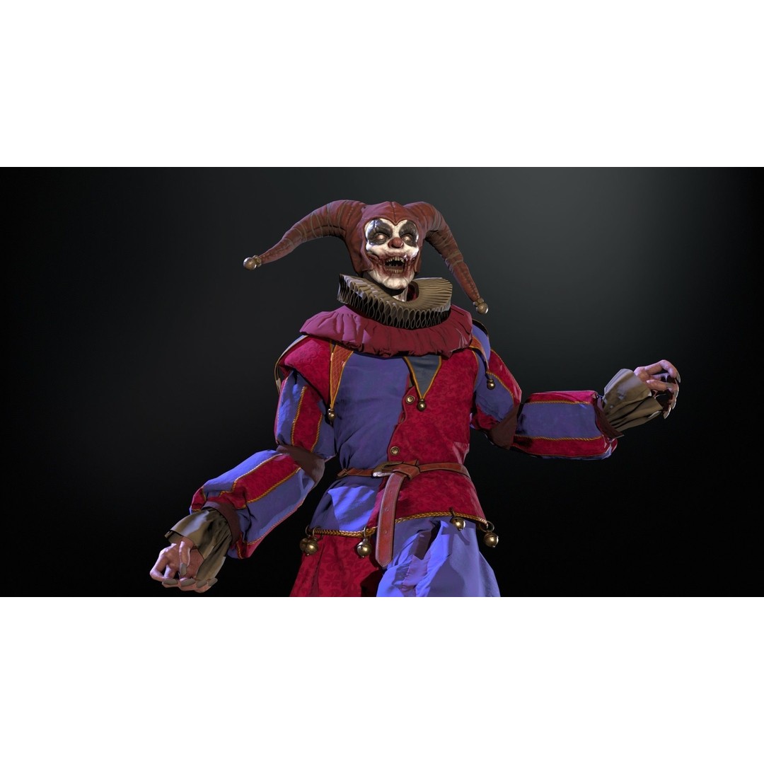 Clown Jester 3D Model – Low Poly Game Asset, Rigged with Animations - View 16