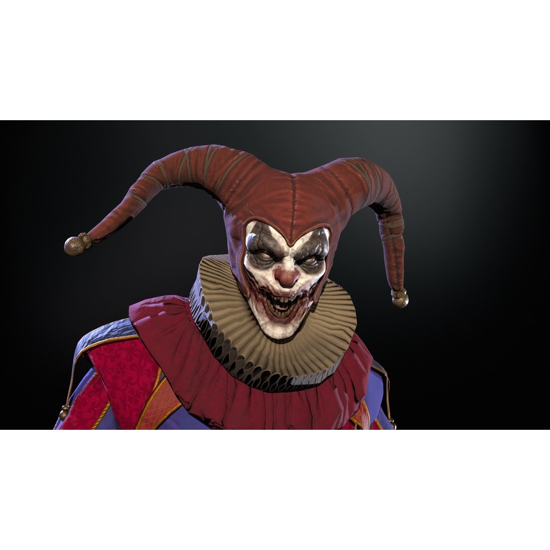 Clown Jester 3D Model – Low Poly Game Asset, Rigged with Animations - View 19