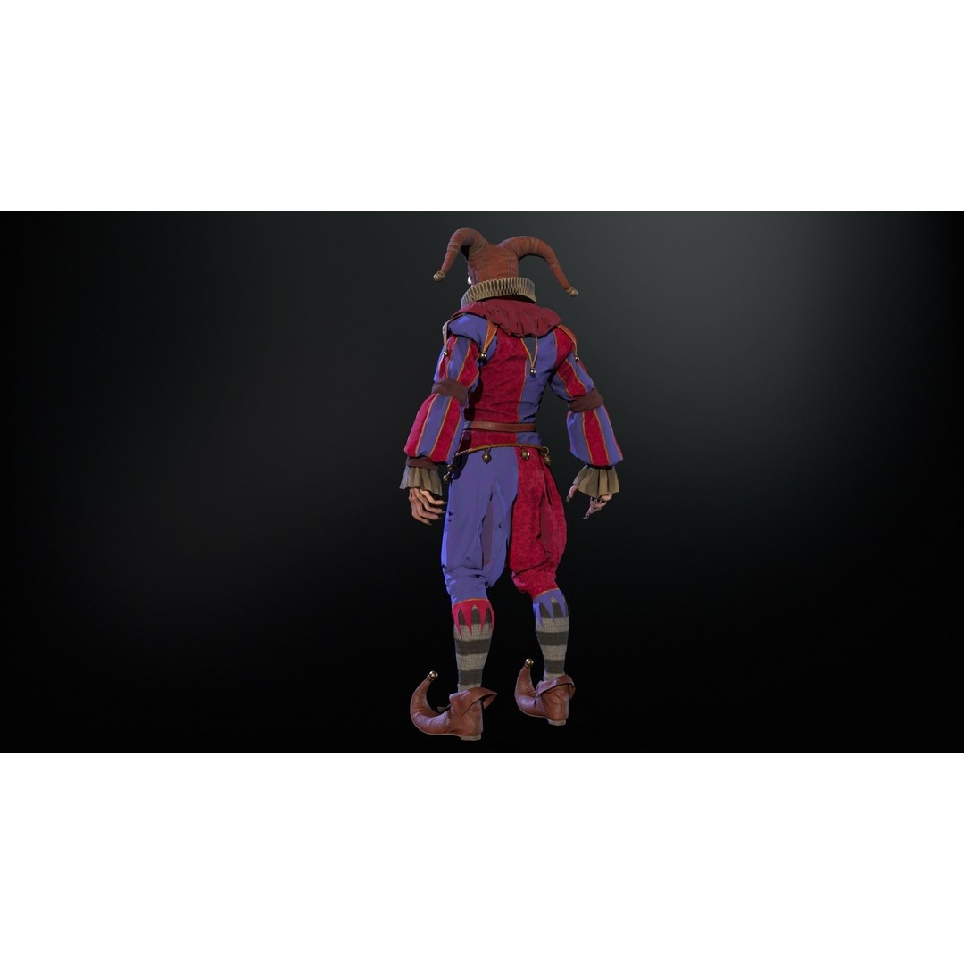 Clown Jester 3D Model – Low Poly Game Asset, Rigged with Animations - View 21