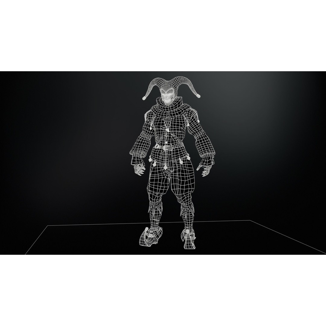 Clown Jester 3D Model – Low Poly Game Asset, Rigged with Animations - View 23