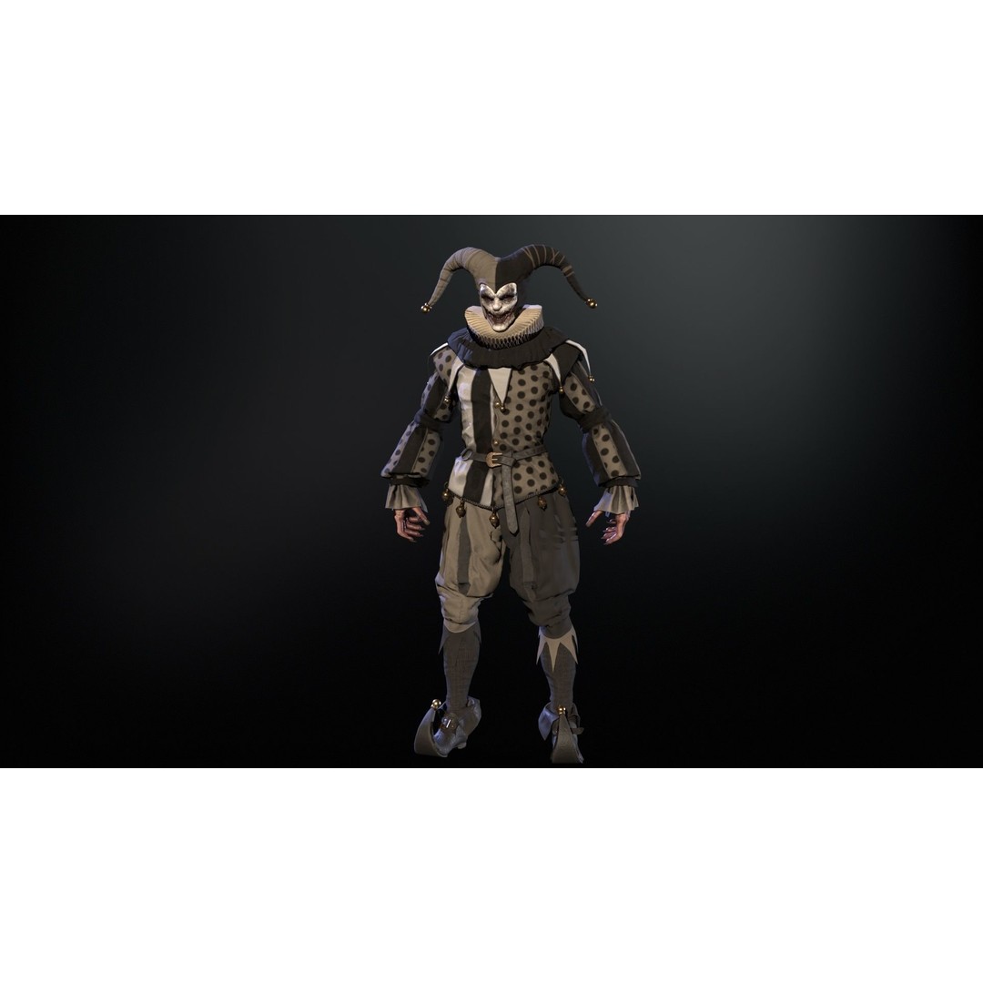 Clown Jester 3D Model – Low Poly Game Asset, Rigged with Animations - View 26