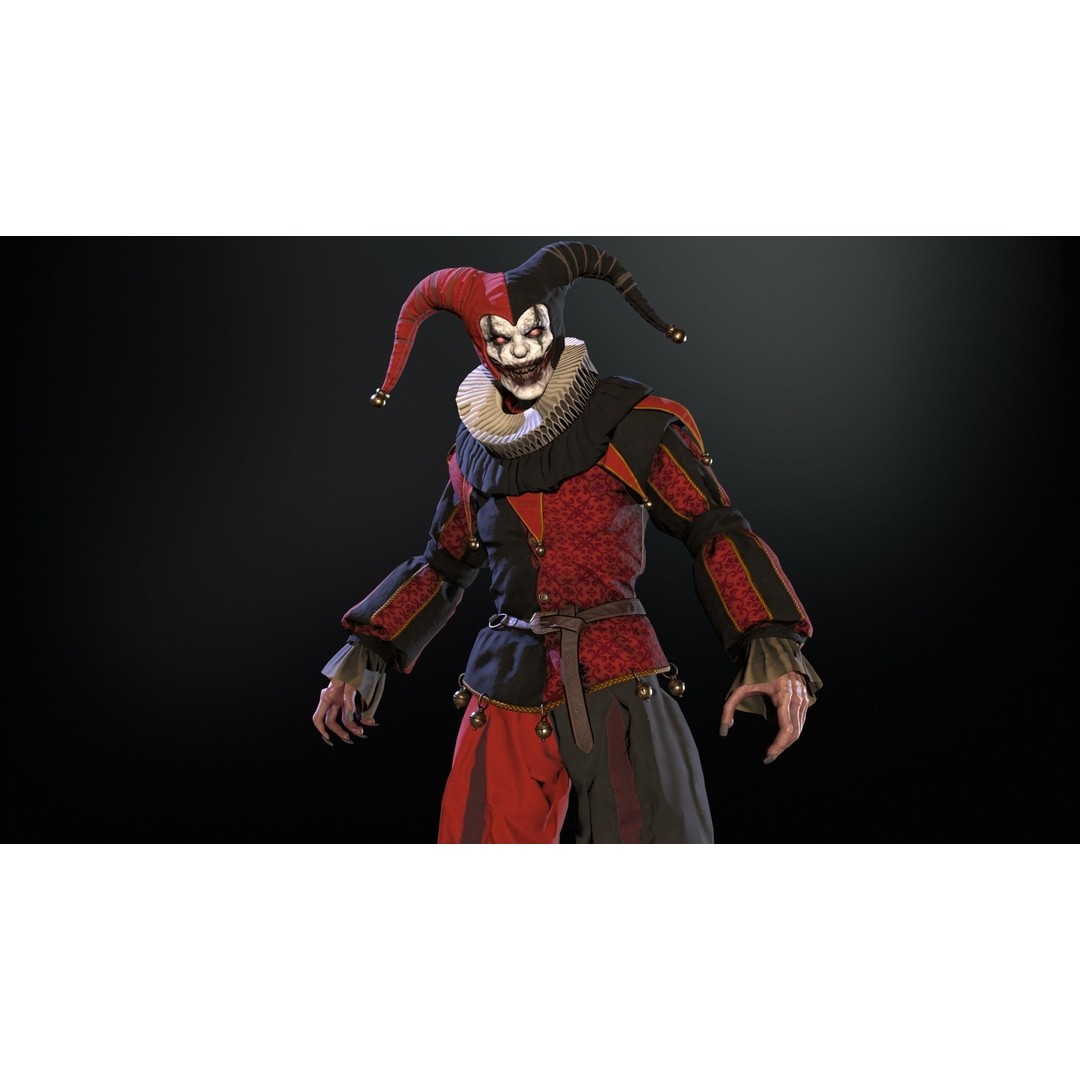 Clown Jester 3D Model – Low Poly Game Asset, Rigged with Animations - View 30