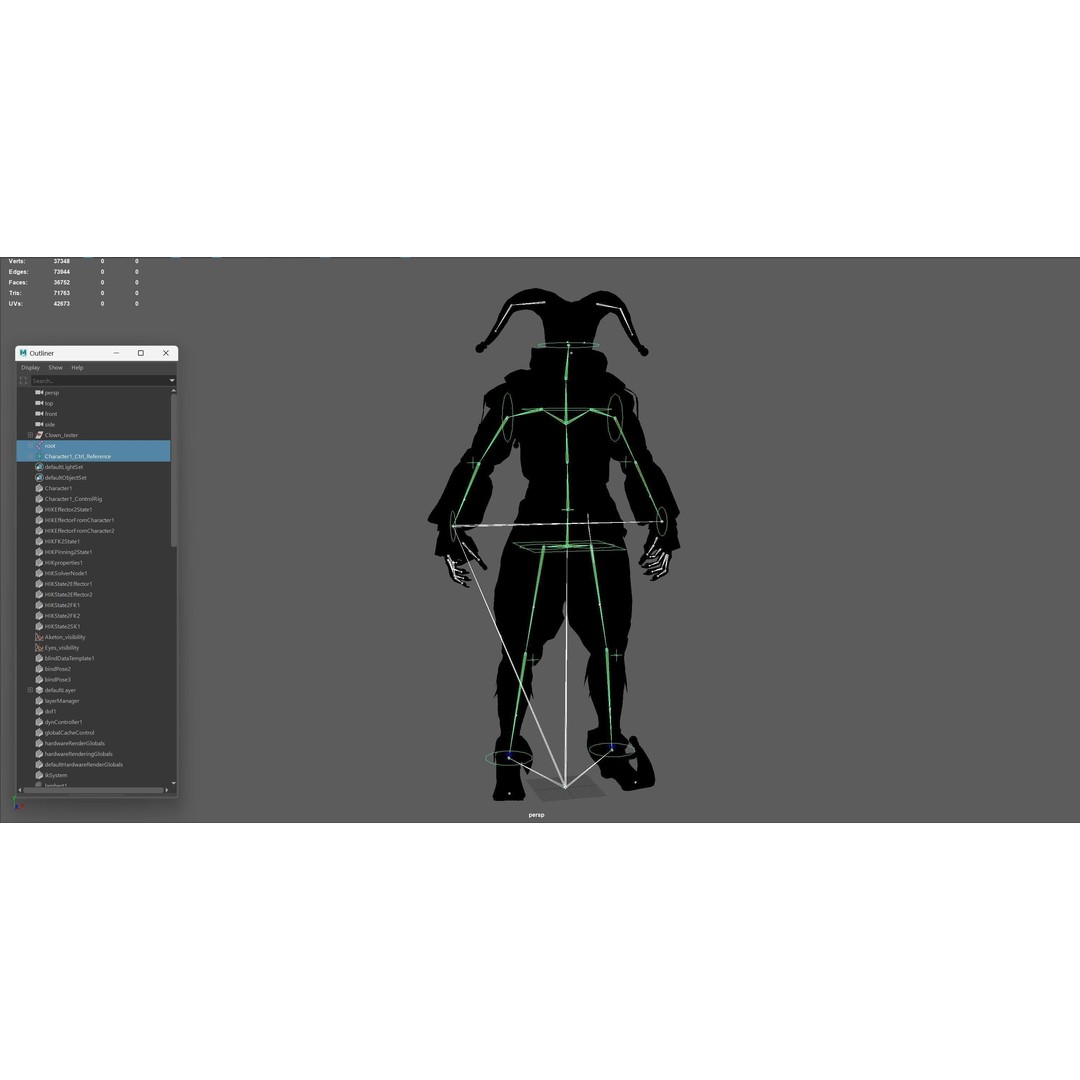 Clown Jester 3D Model – Low Poly Game Asset, Rigged with Animations - View 31