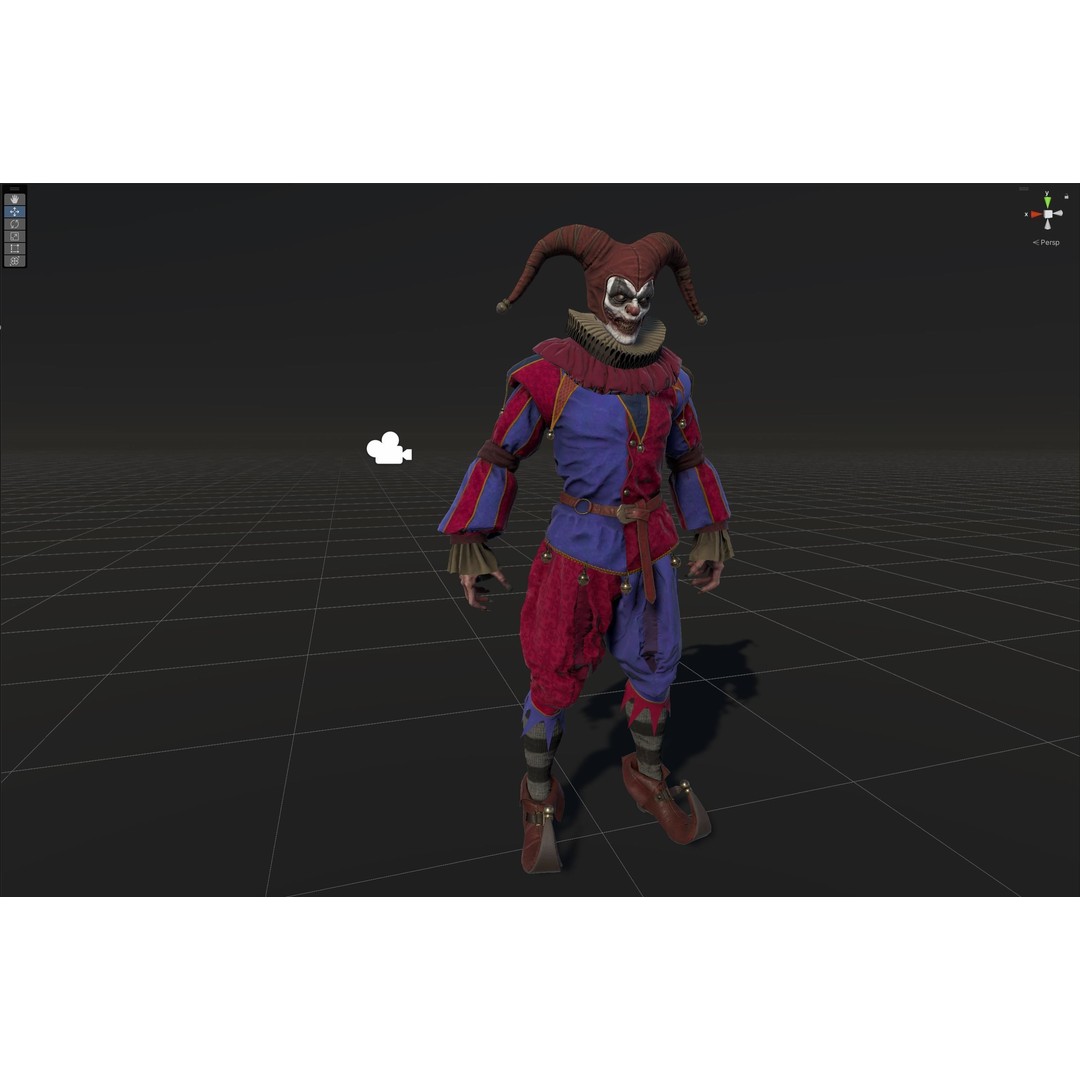 Clown Jester 3D Model – Low Poly Game Asset, Rigged with Animations - View 33