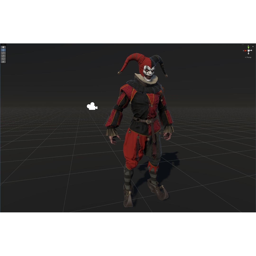 Clown Jester 3D Model – Low Poly Game Asset, Rigged with Animations - View 34