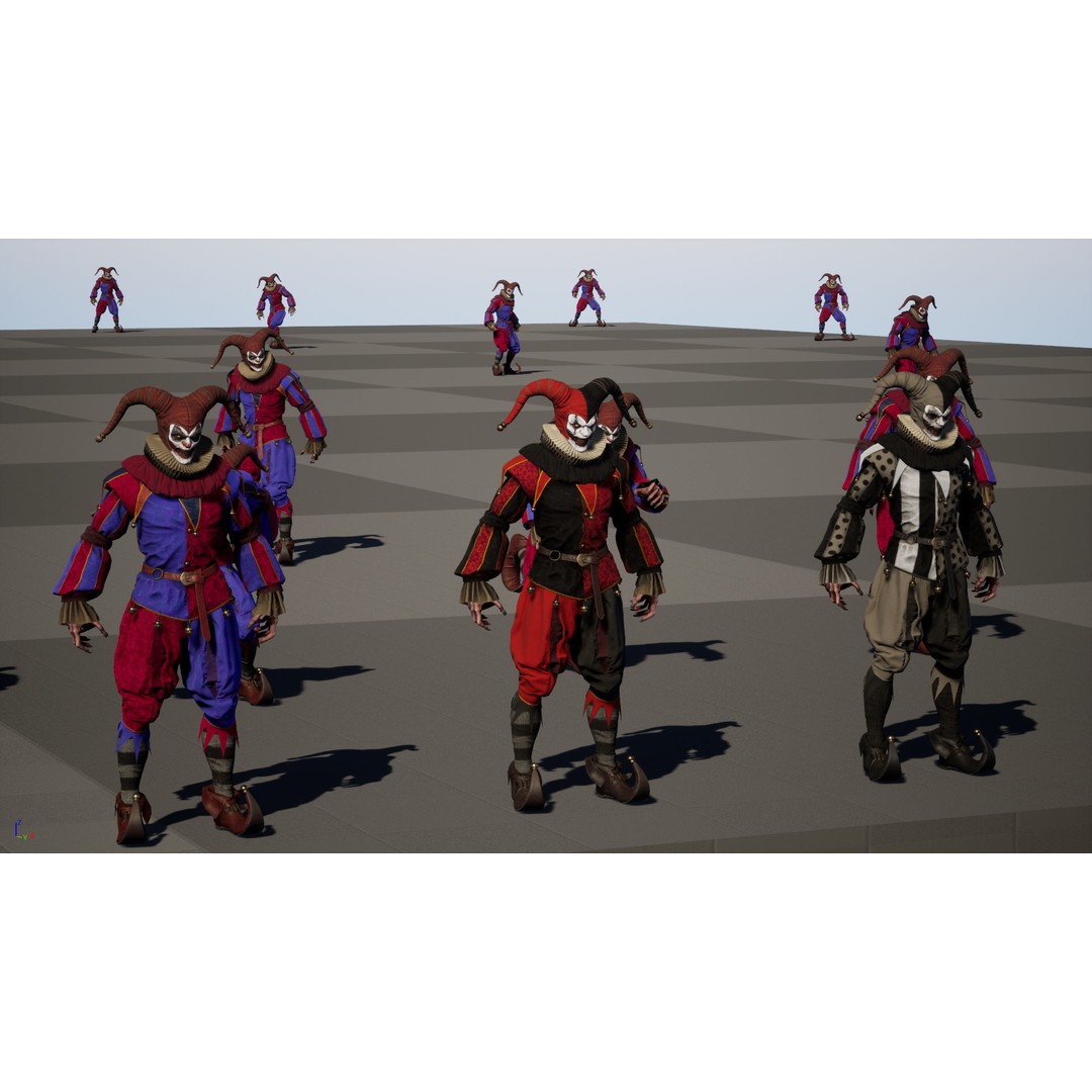 Clown Jester 3D Model – Low Poly Game Asset, Rigged with Animations - View 35