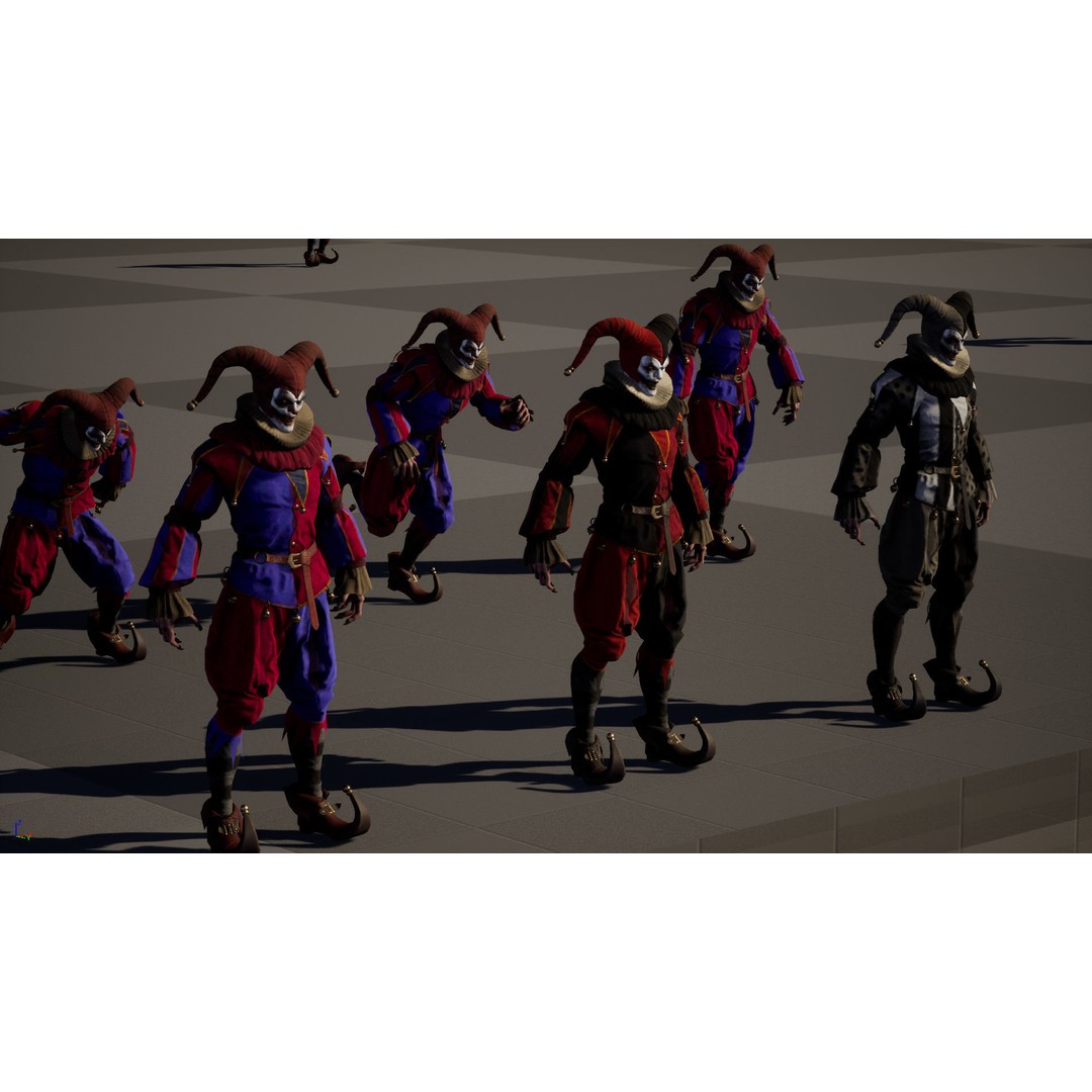 Clown Jester 3D Model – Low Poly Game Asset, Rigged with Animations - View 36