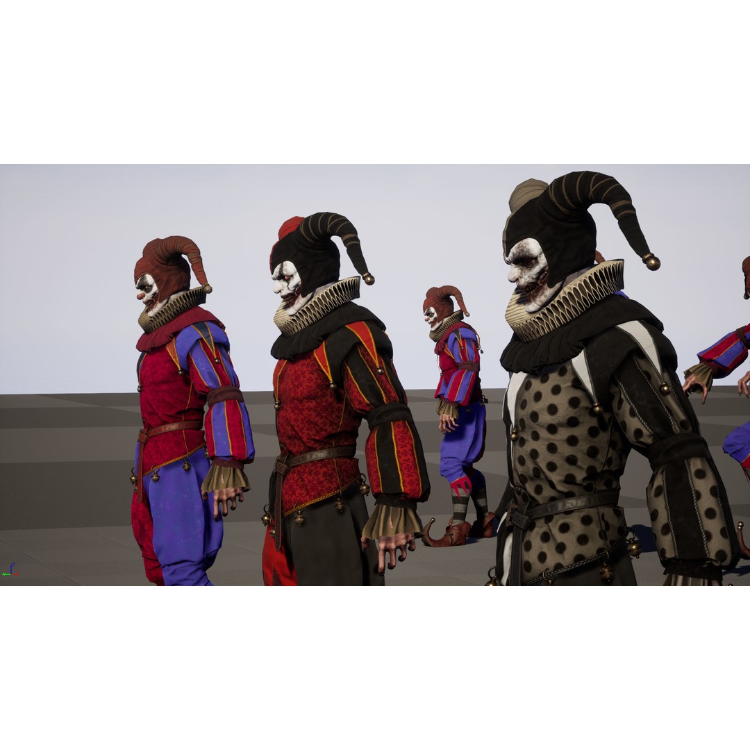 Clown Jester 3D Model – Low Poly Game Asset, Rigged with Animations - View 37