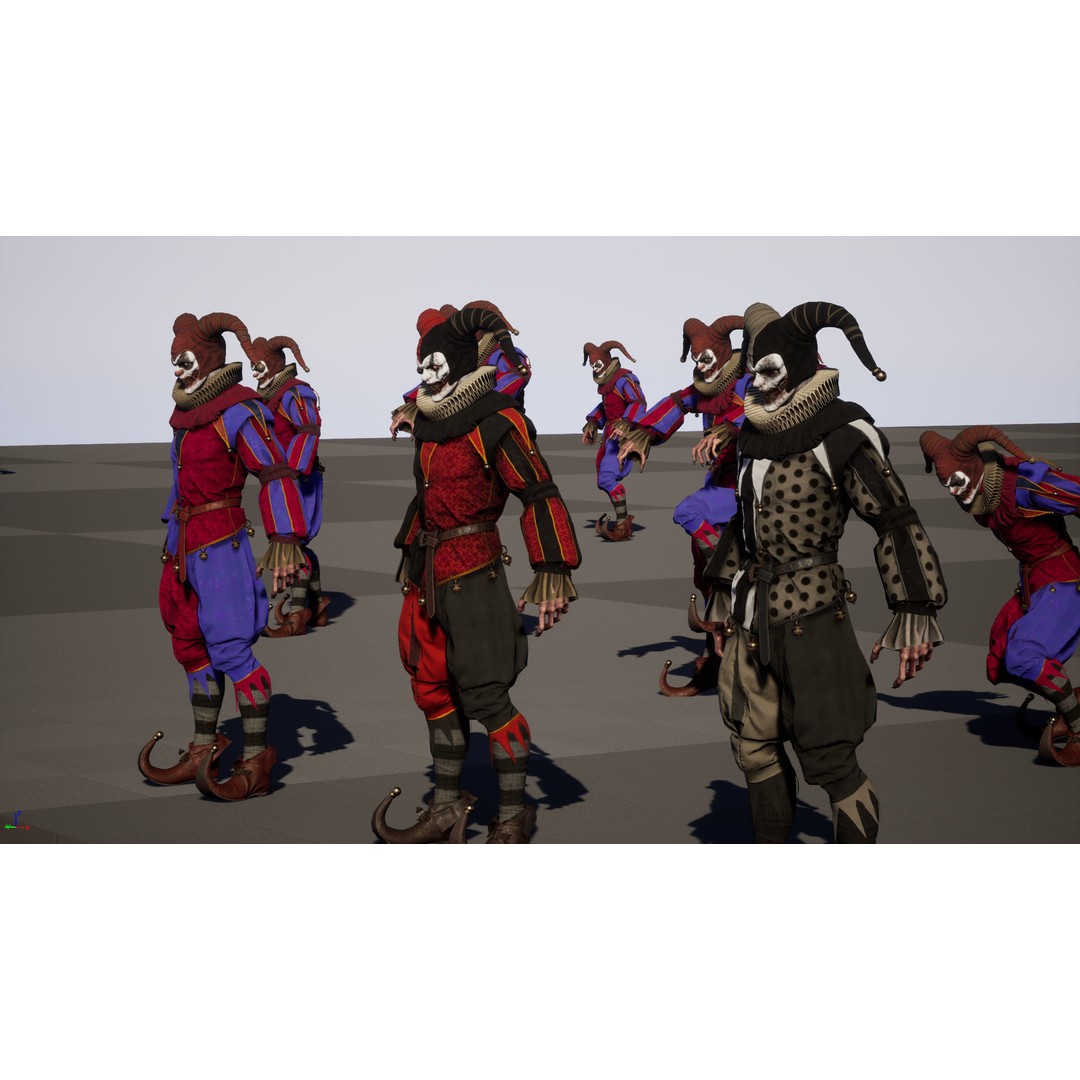 Clown Jester 3D Model – Low Poly Game Asset, Rigged with Animations - View 38
