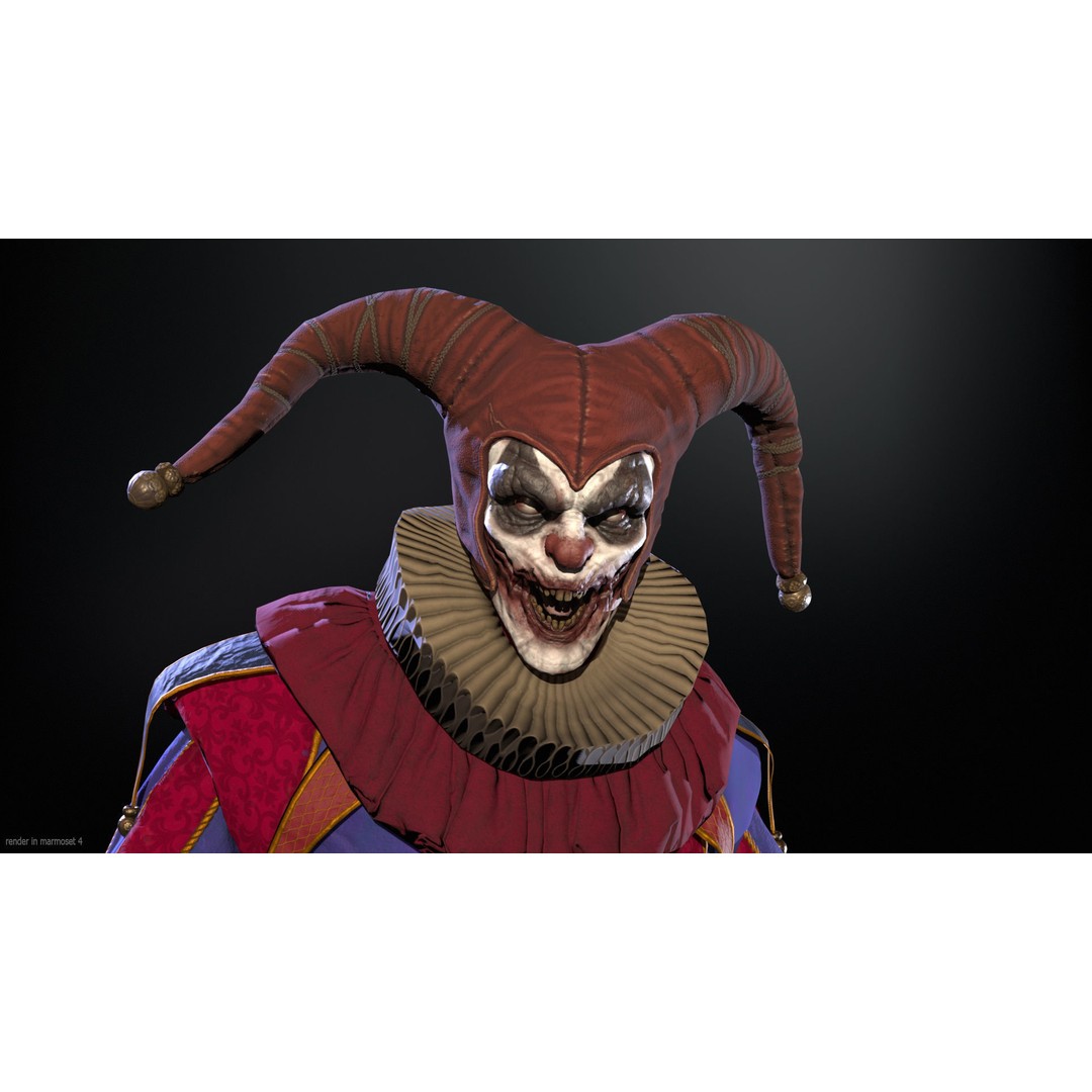 Clown Jester 3D Model – Low Poly Game Asset, Rigged with Animations - View 4