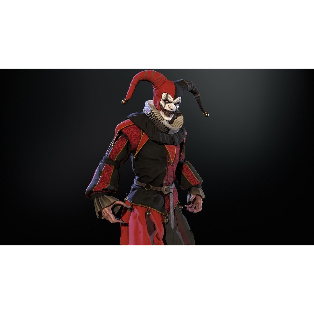 Clown Jester 3D Model – Low Poly Game Asset, Rigged with Animations - View 7