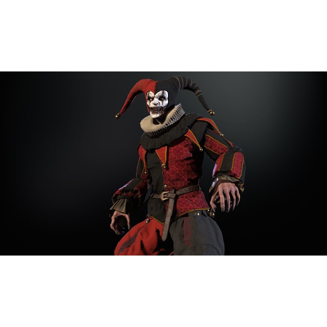 Clown Jester 3D Model – Low Poly Game Asset, Rigged with Animations - View 8