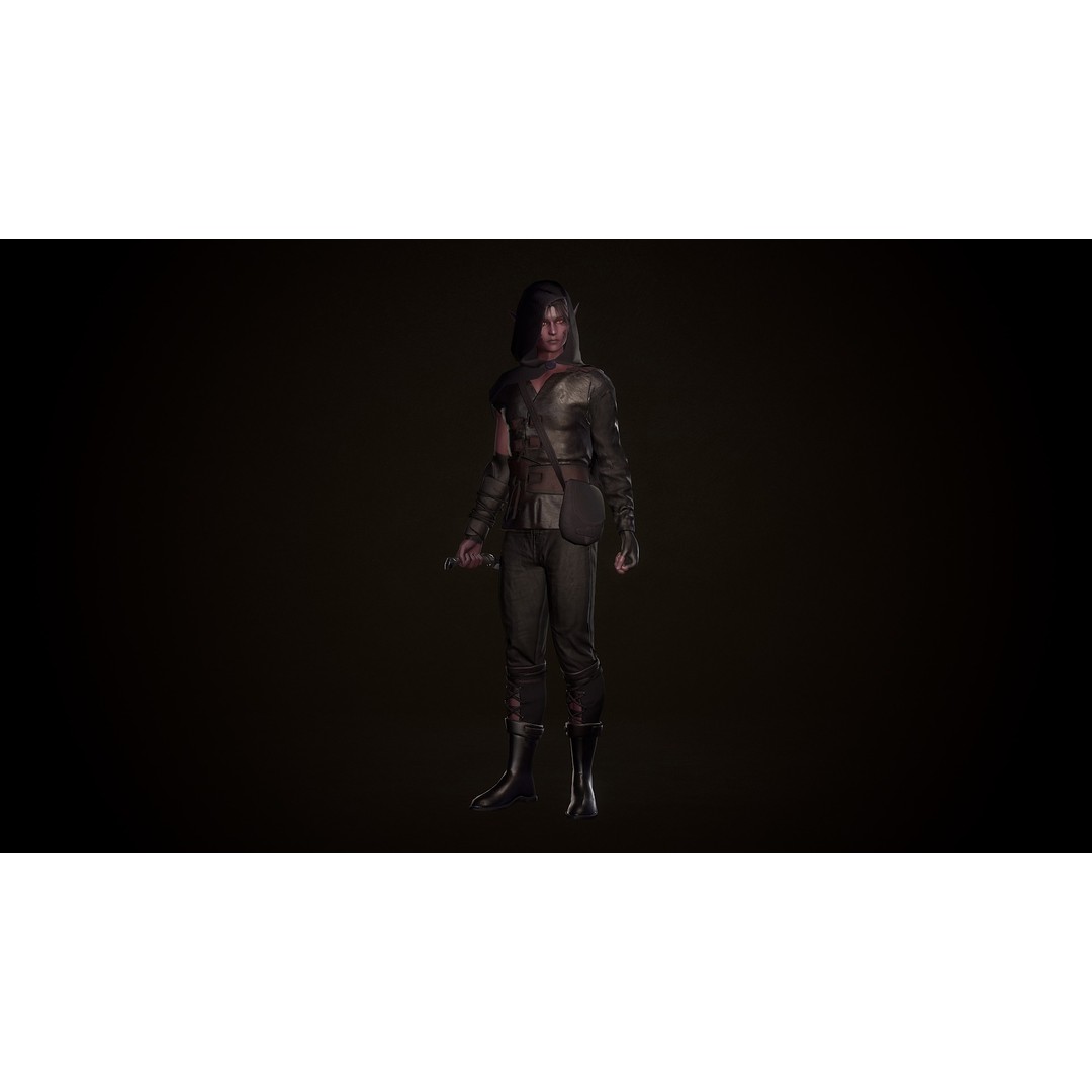 Rogue Azarain 3D Model – Low Poly Modular Character for Unity & Unreal - View 3