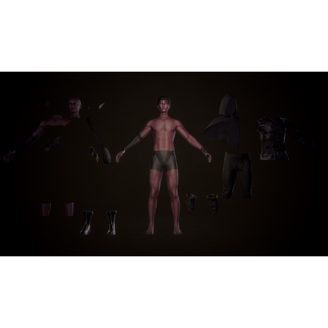 Rogue Azarain 3D Model – Low Poly Modular Character for Unity & Unreal - View 6