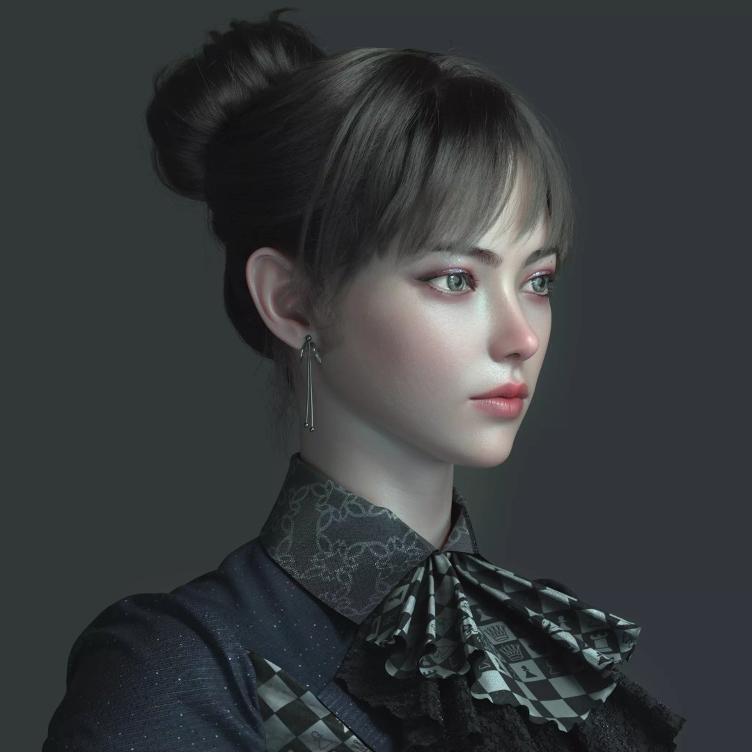 Chinese Girl 3D Model – High Poly Character with PBR Textures - View 10