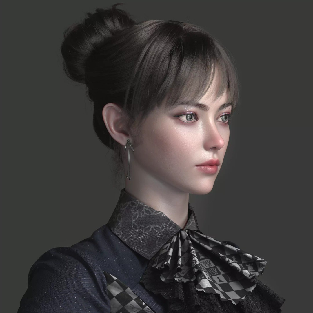 Chinese Girl 3D Model – High Poly Character with PBR Textures - View 11