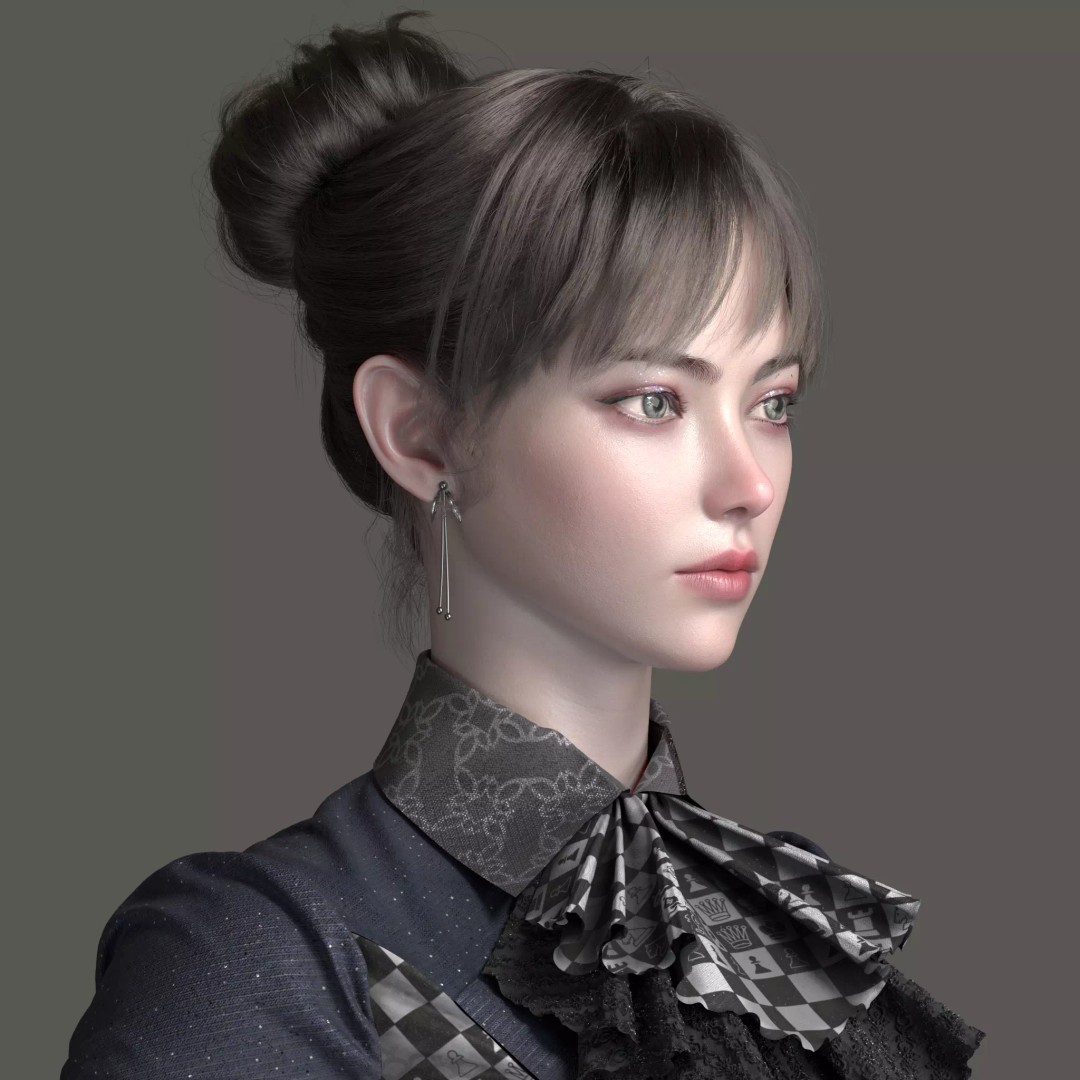Chinese Girl 3D Model – High Poly Character with PBR Textures - View 12
