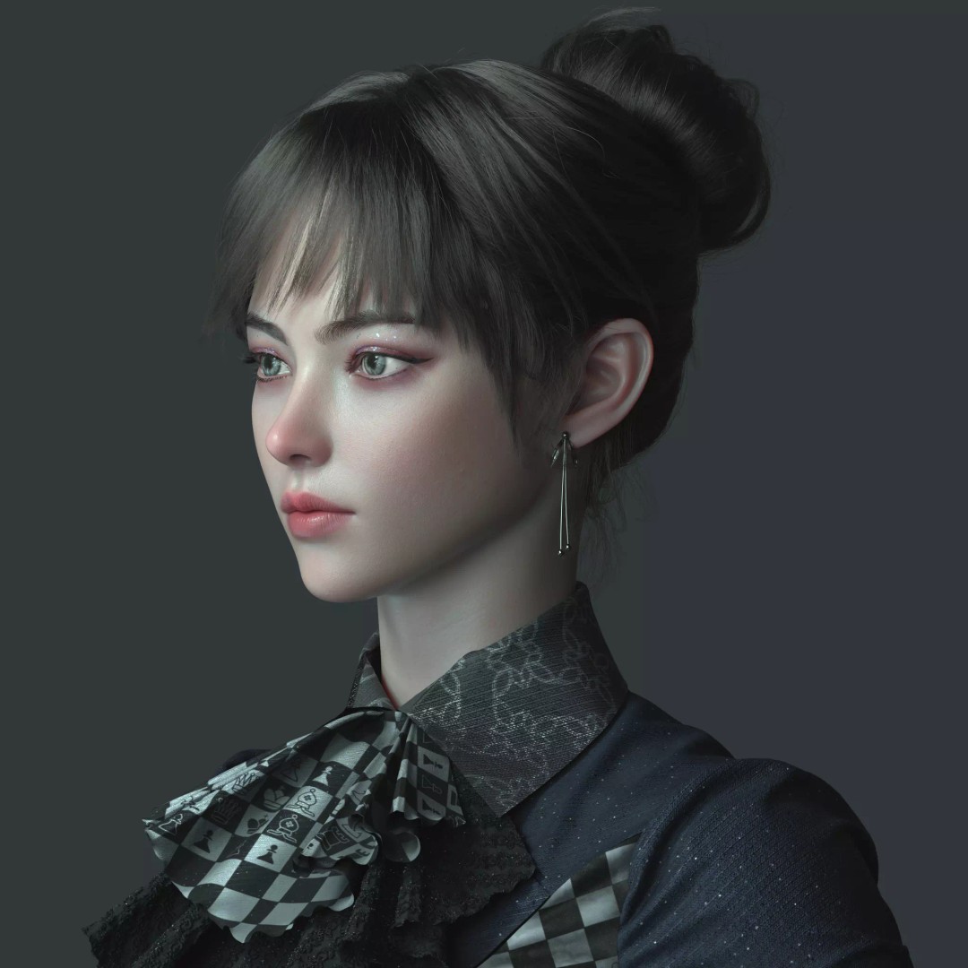 Chinese Girl 3D Model – High Poly Character with PBR Textures - View 13