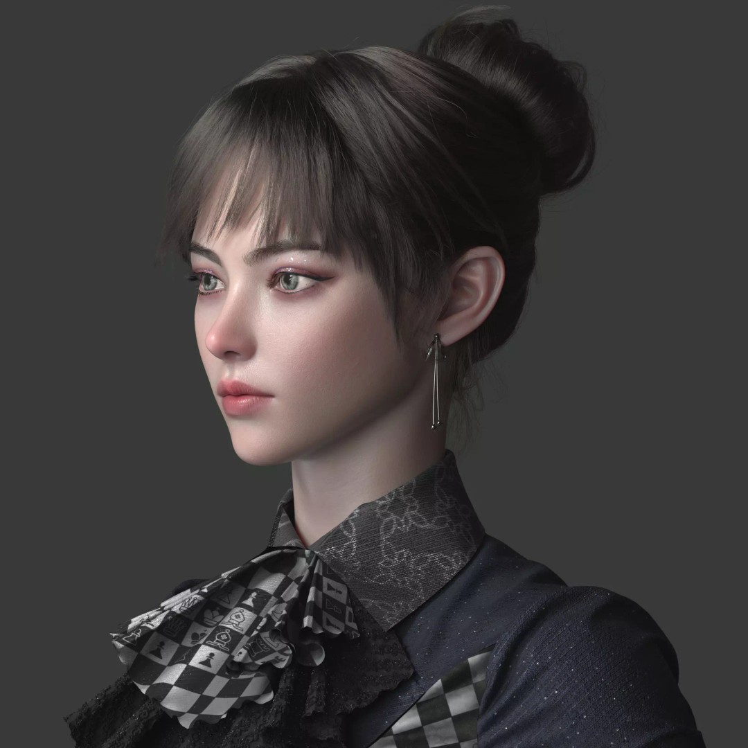 Chinese Girl 3D Model – High Poly Character with PBR Textures - View 14
