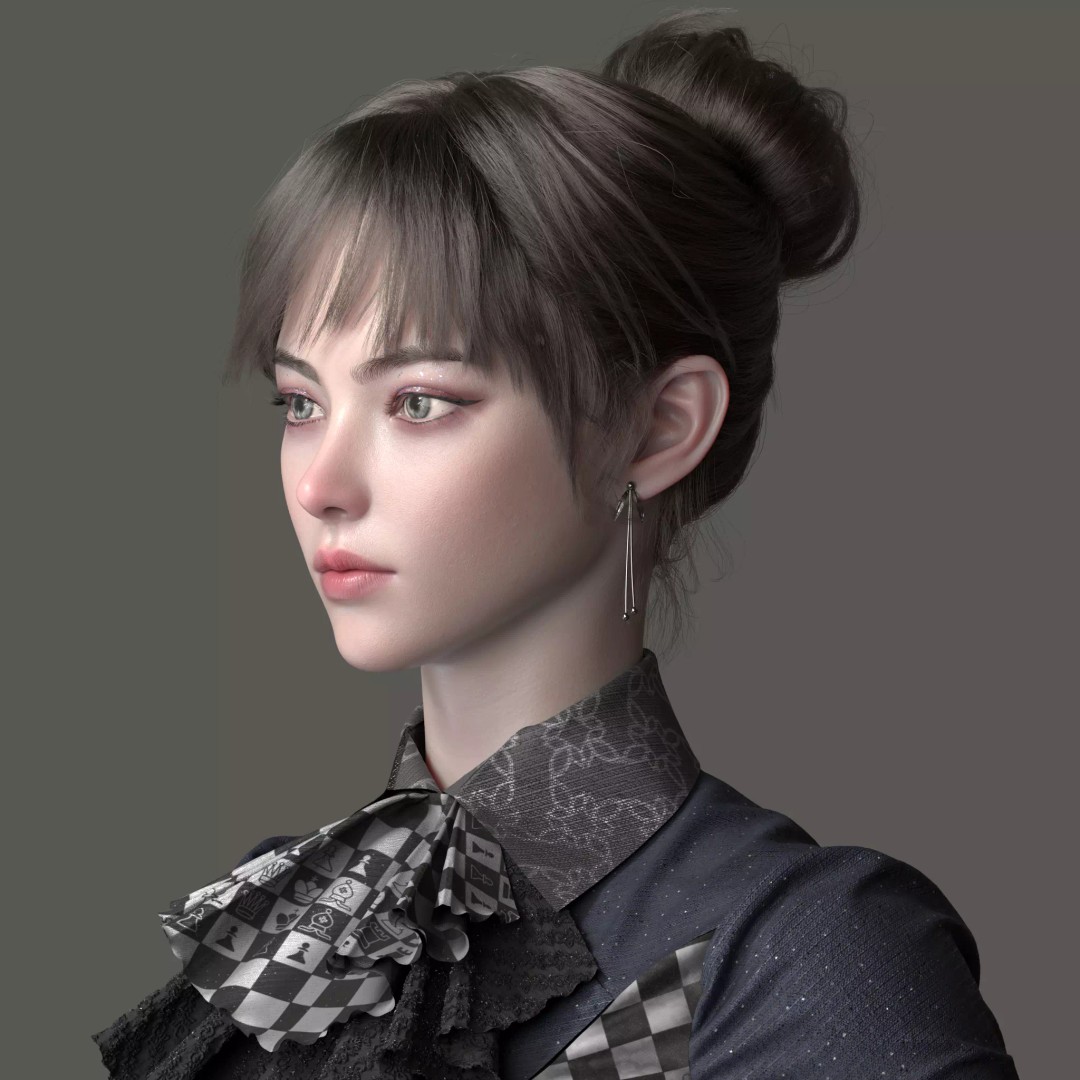 Chinese Girl 3D Model – High Poly Character with PBR Textures - View 15