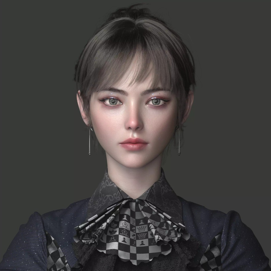 Chinese Girl 3D Model – High Poly Character with PBR Textures - View 16