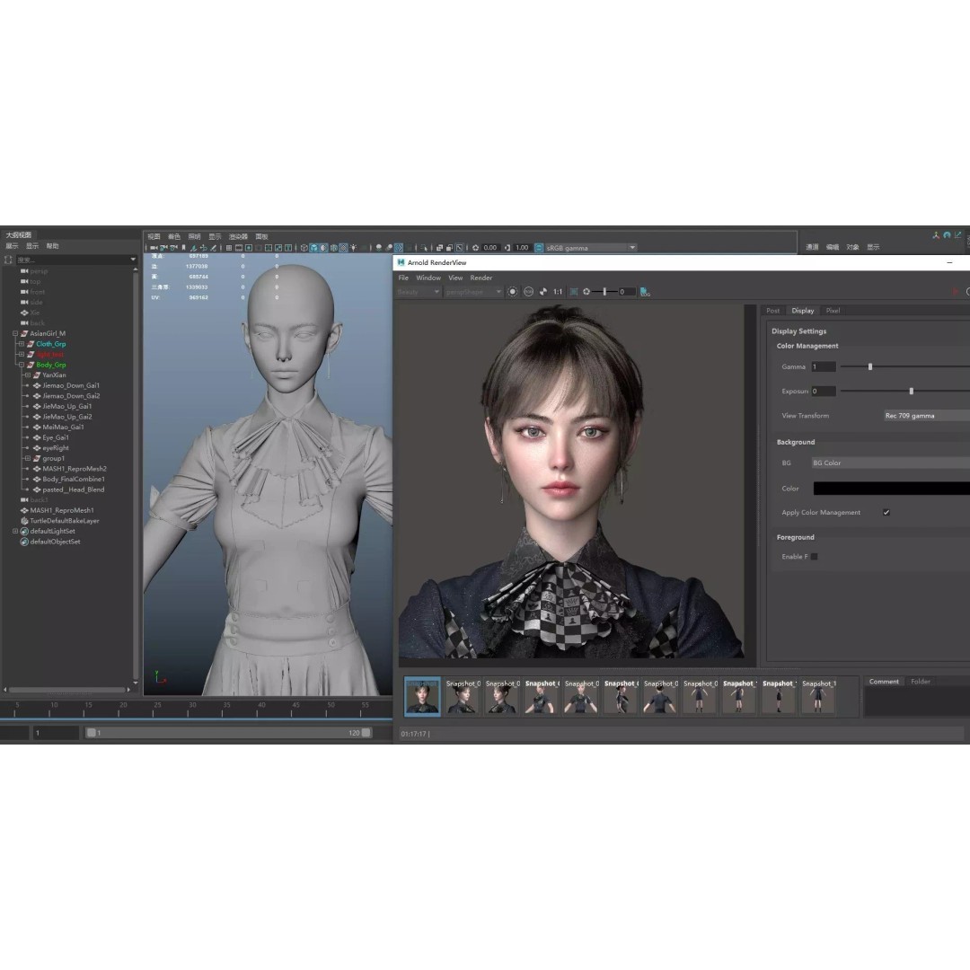 Chinese Girl 3D Model – High Poly Character with PBR Textures - View 17