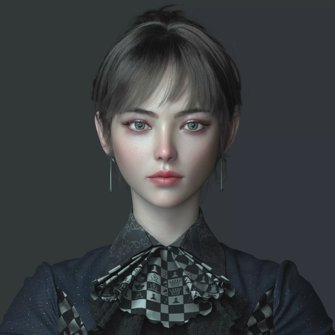 Chinese Girl 3D Model – High Poly Character with PBR Textures - View 19