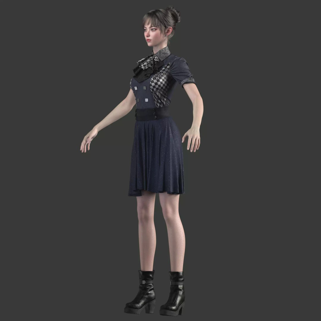 Chinese Girl 3D Model – High Poly Character with PBR Textures - View 20