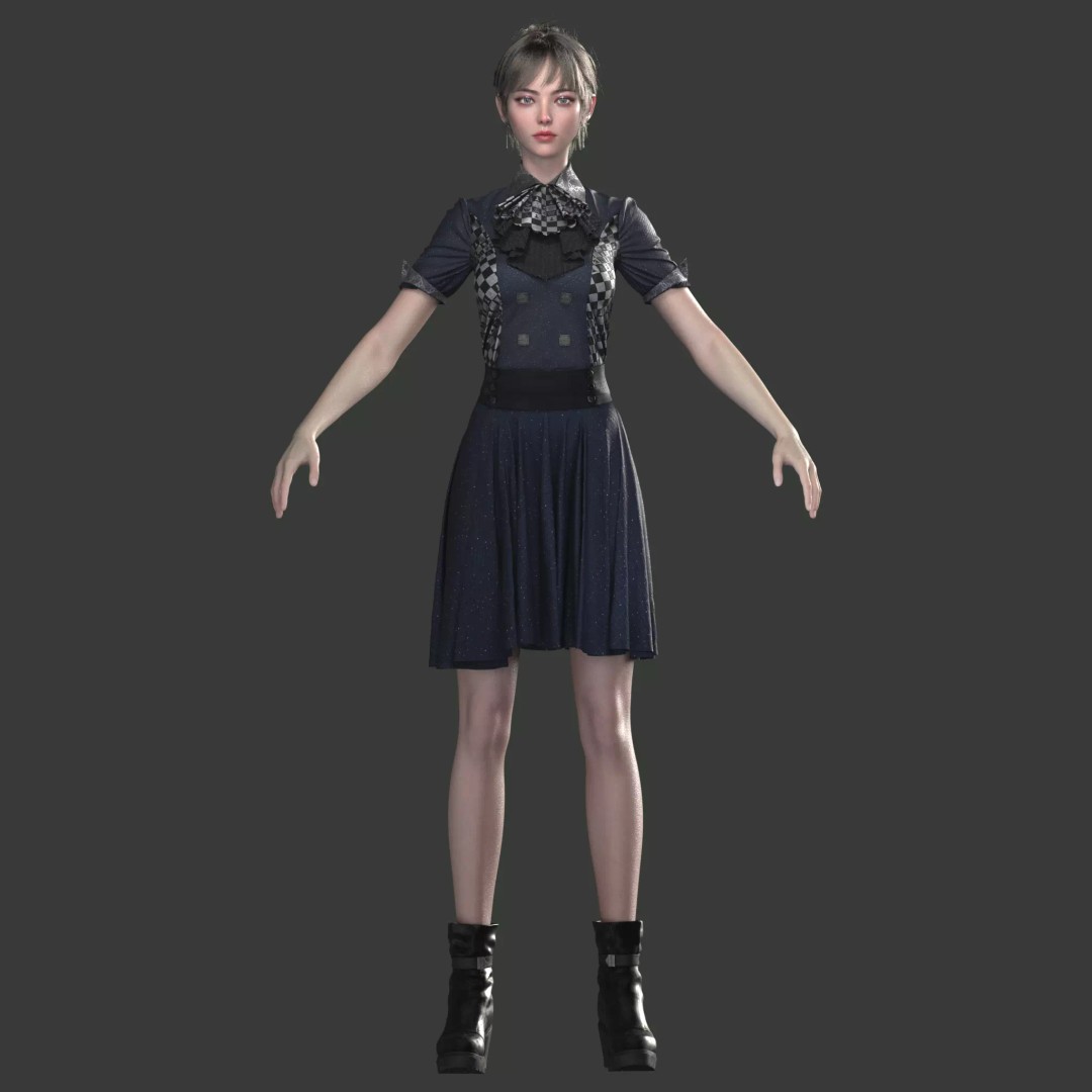 Chinese Girl 3D Model – High Poly Character with PBR Textures - View 21
