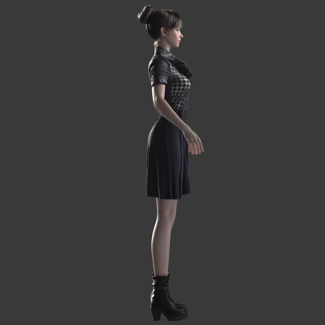 Chinese Girl 3D Model – High Poly Character with PBR Textures - View 22