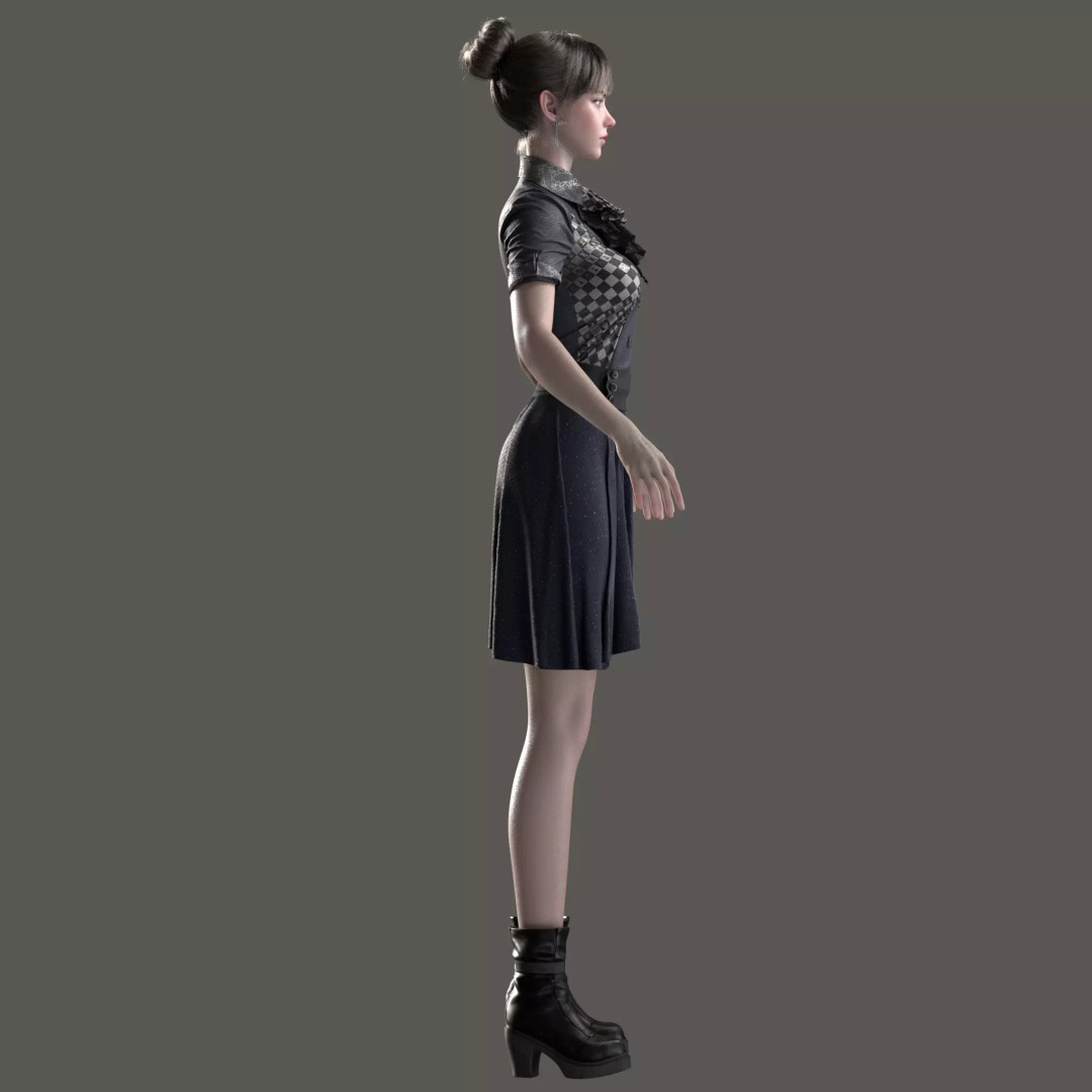 Chinese Girl 3D Model – High Poly Character with PBR Textures - View 23