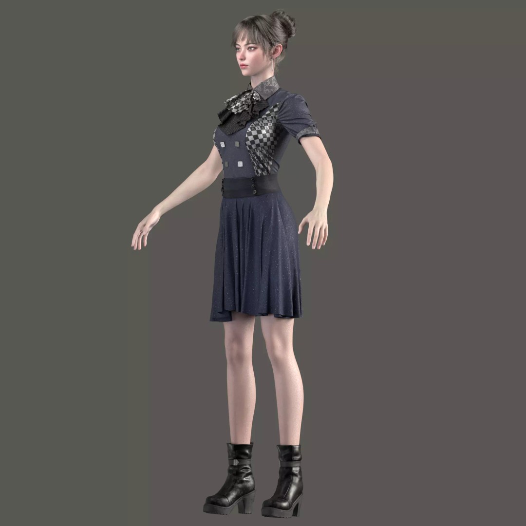 Chinese Girl 3D Model – High Poly Character with PBR Textures - View 24