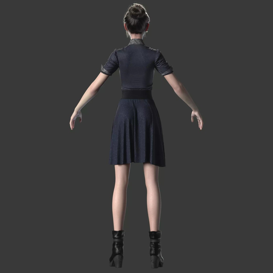 Chinese Girl 3D Model – High Poly Character with PBR Textures - View 25