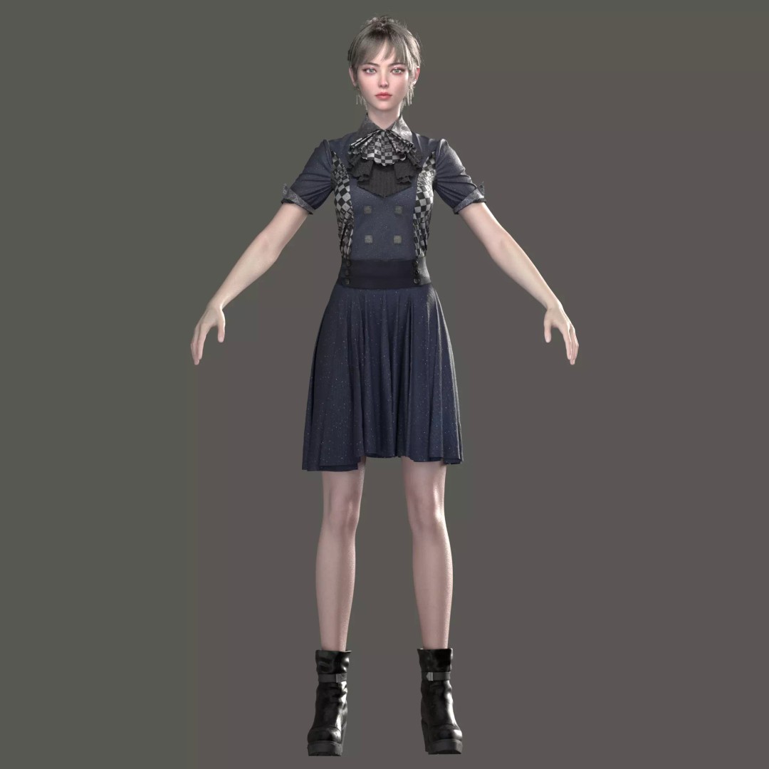Chinese Girl 3D Model – High Poly Character with PBR Textures - View 26
