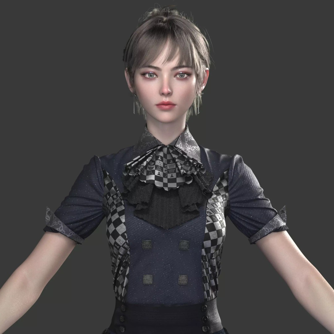 Chinese Girl 3D Model – High Poly Character with PBR Textures - View 3