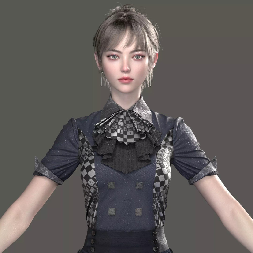 Chinese Girl 3D Model – High Poly Character with PBR Textures - View 4