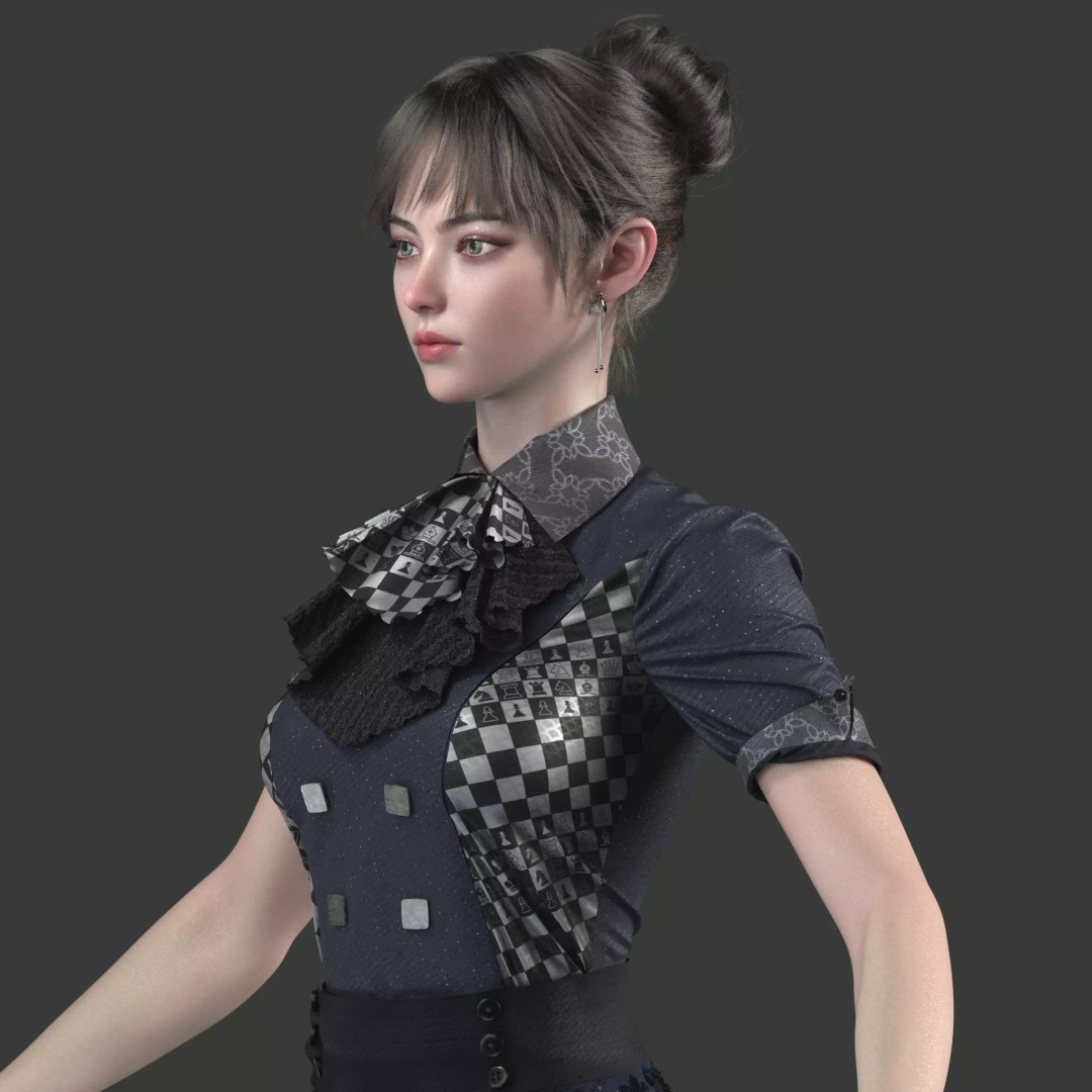 Chinese Girl 3D Model – High Poly Character with PBR Textures - View 5