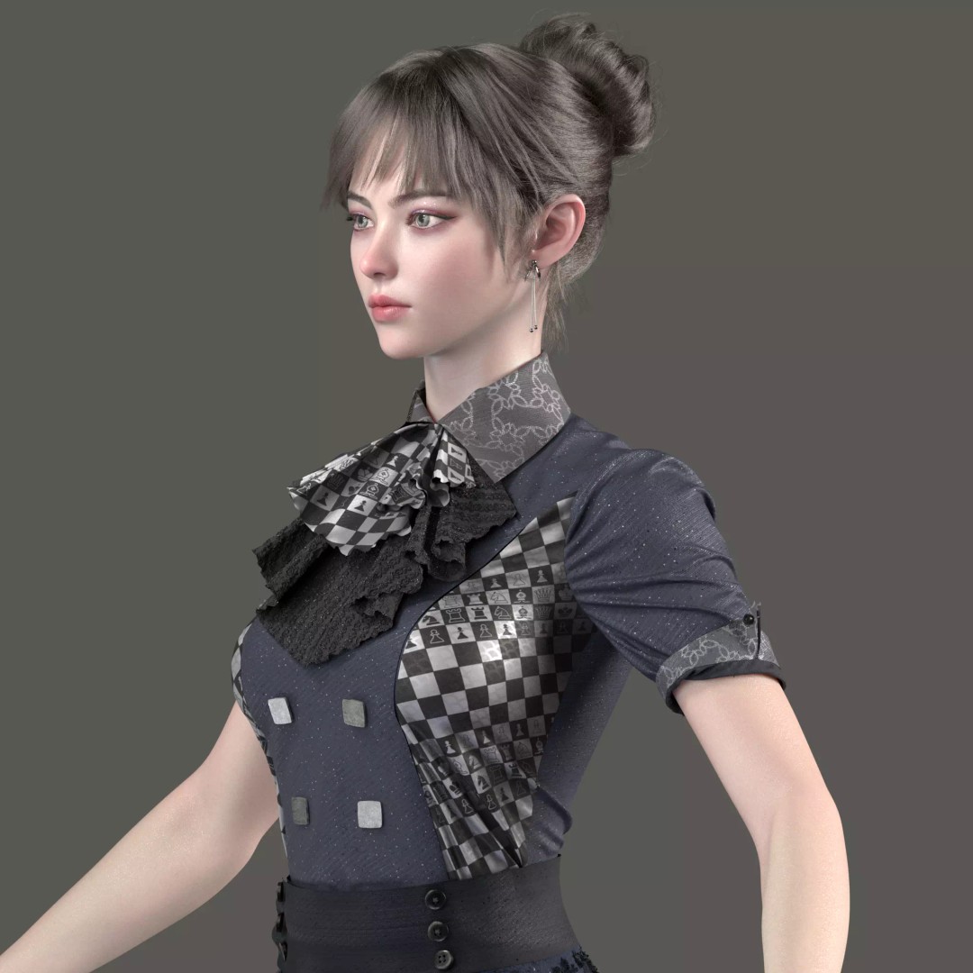 Chinese Girl 3D Model – High Poly Character with PBR Textures - View 6