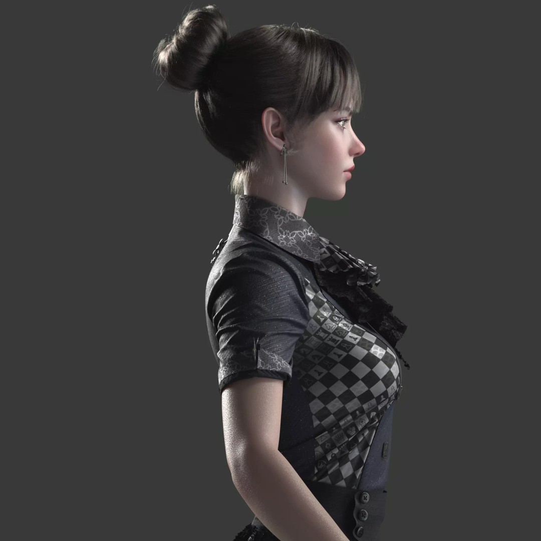 Chinese Girl 3D Model – High Poly Character with PBR Textures - View 7